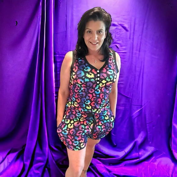 Neon leopard‎ sleeveless short pajama set Shirley & Stone - Picture 5 of 8